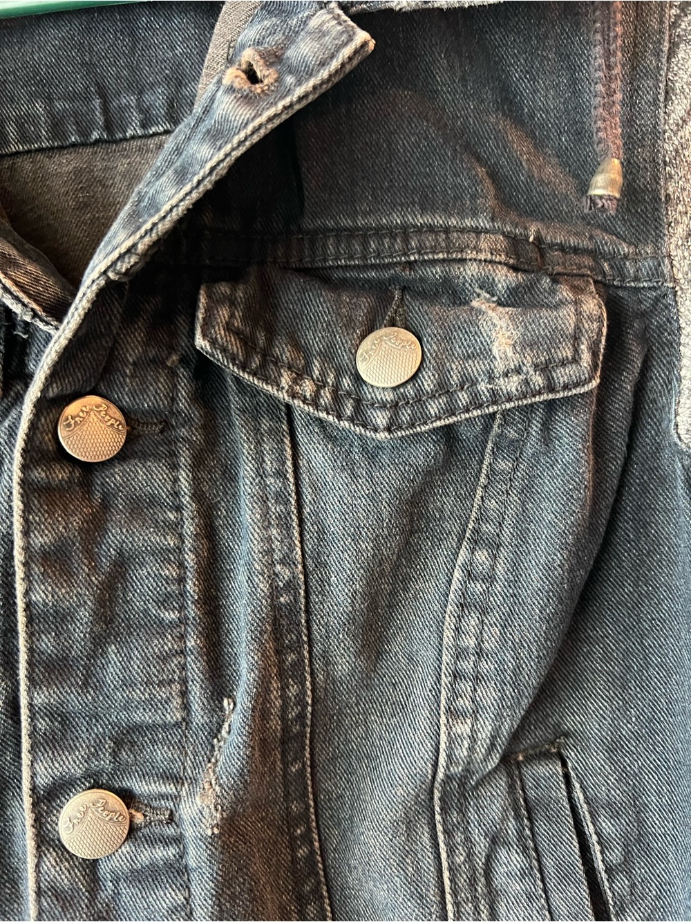 Free People mixes media Hooded Denim Jacket - Gray. XS - Picture 3 of 11